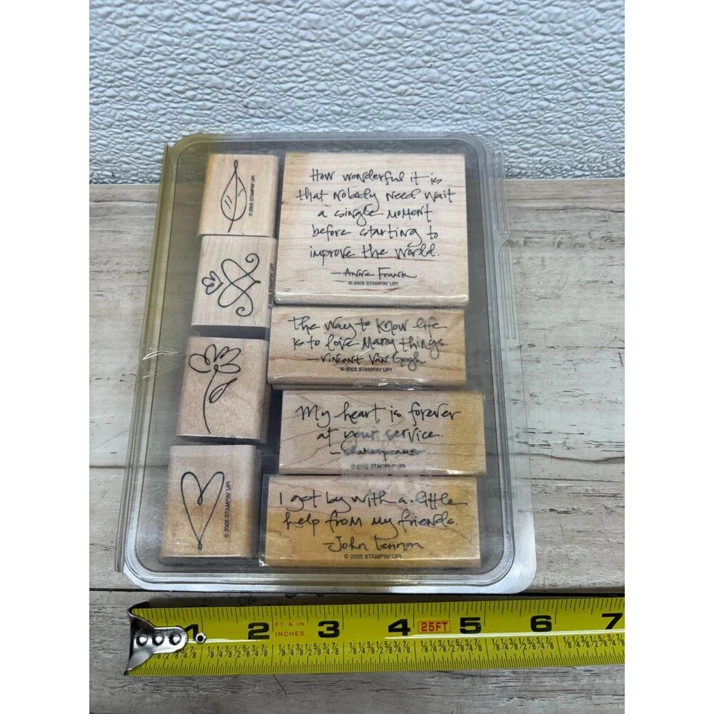 2005 Stampin Up Sage Advice Set Of 8 Wood Monted Rubber Stamps